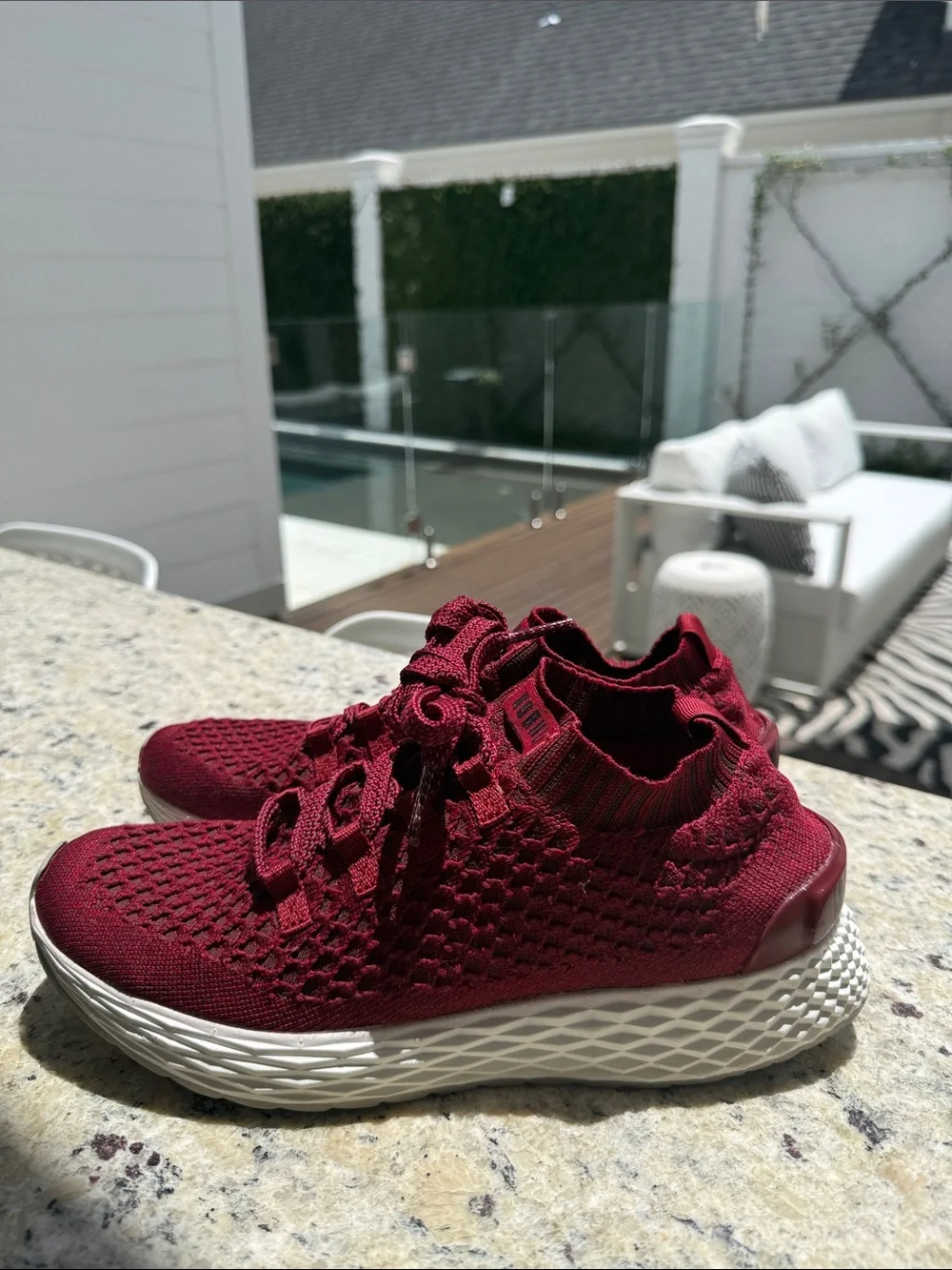 NOBULL Burgundy Knit Lace-Up Sneakers
